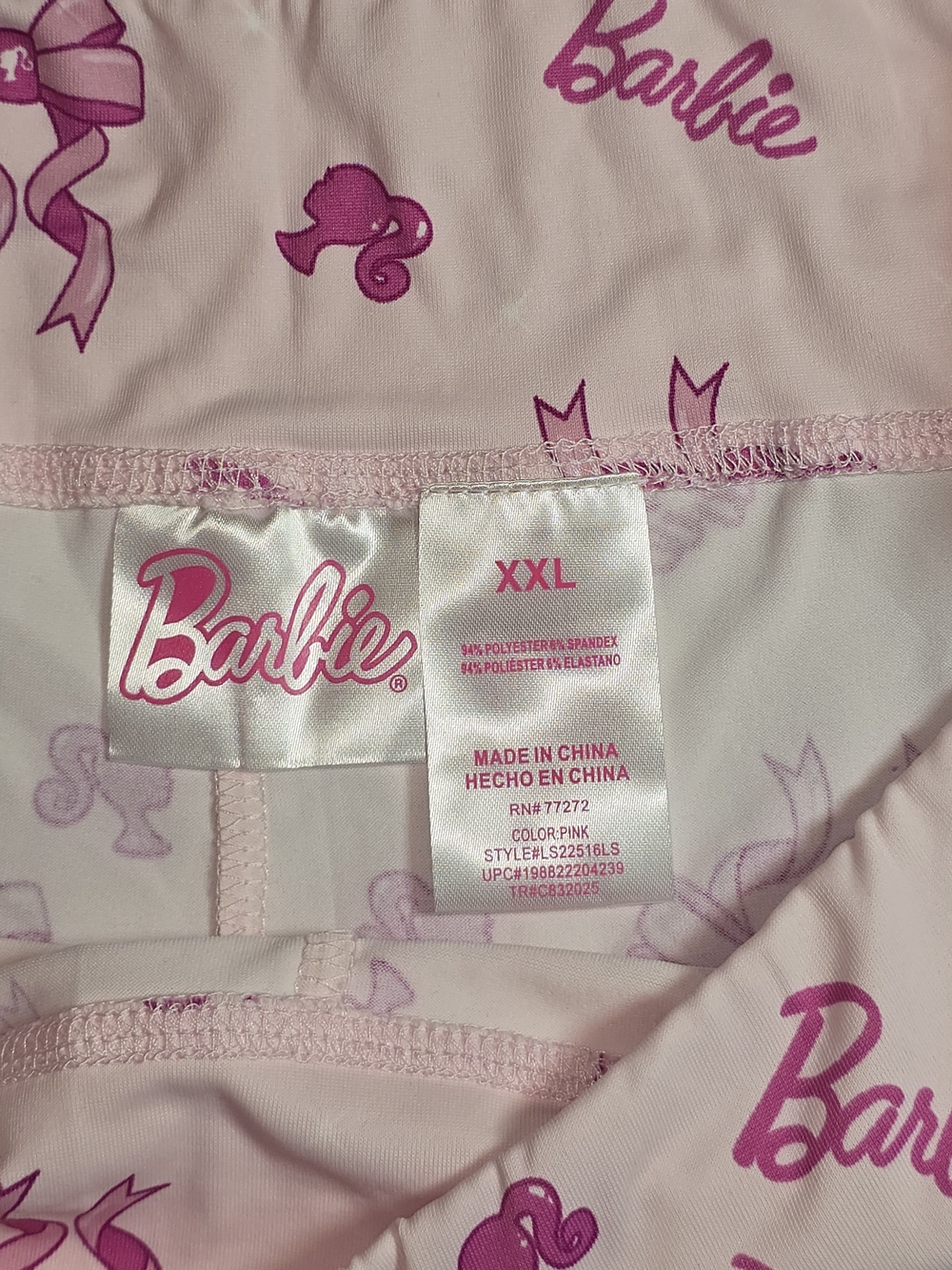 Barbie Light Pink Shorts Hot Pink Barbie Design Biker Shorts Stretch Women's XXL - Picture 3 of 12